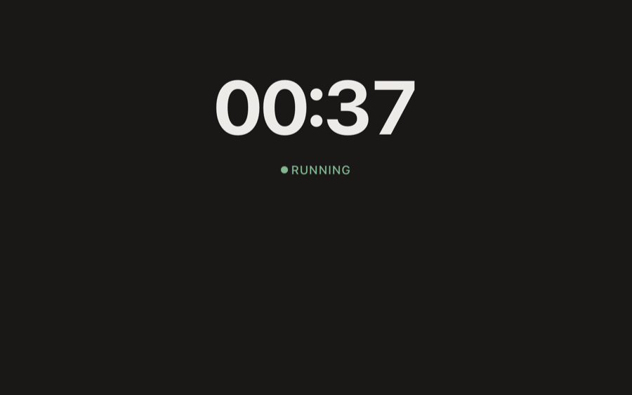 The session stopwatch running